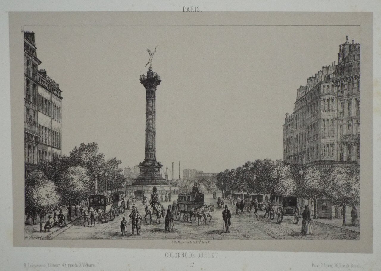 Lithograph - Paris. Colonne de Juillet 17 - Collette